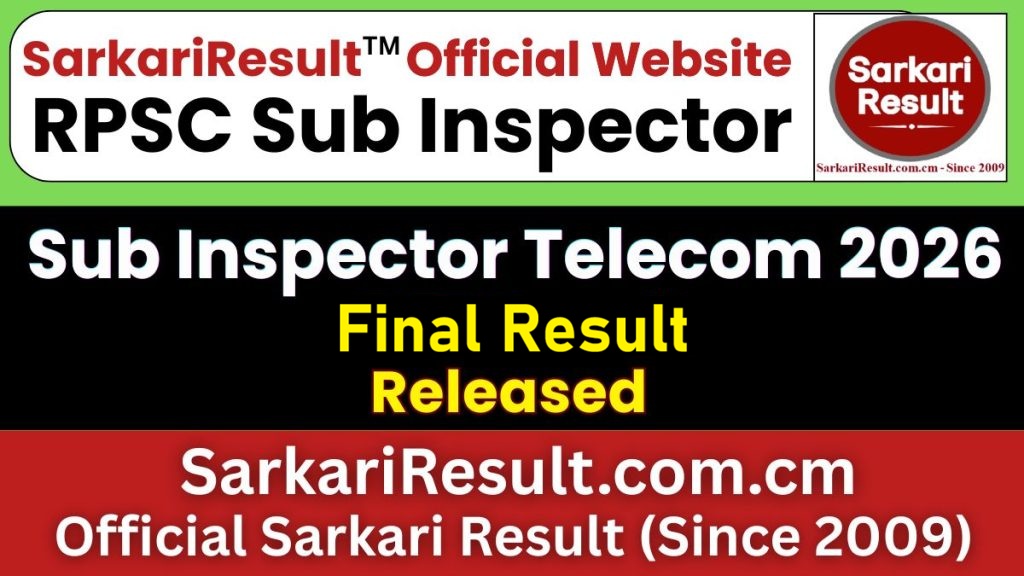 RPSC Rajasthan Police SI Telecom Final Result 2026
