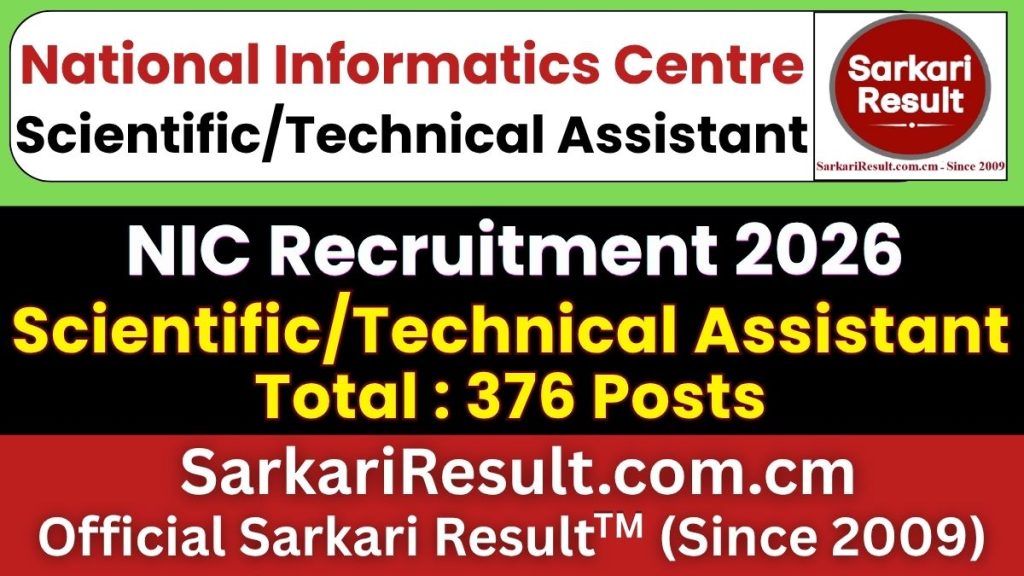 NIC Scientific / Technical Assistant Recruitment 2026