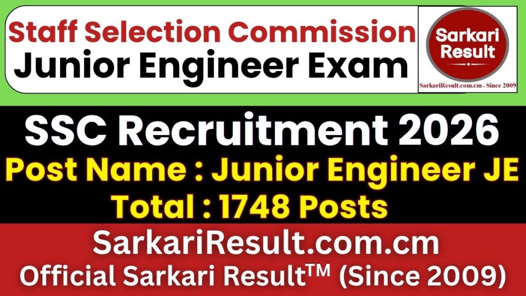 SSC Junior Engineer JE Recruitment 2026