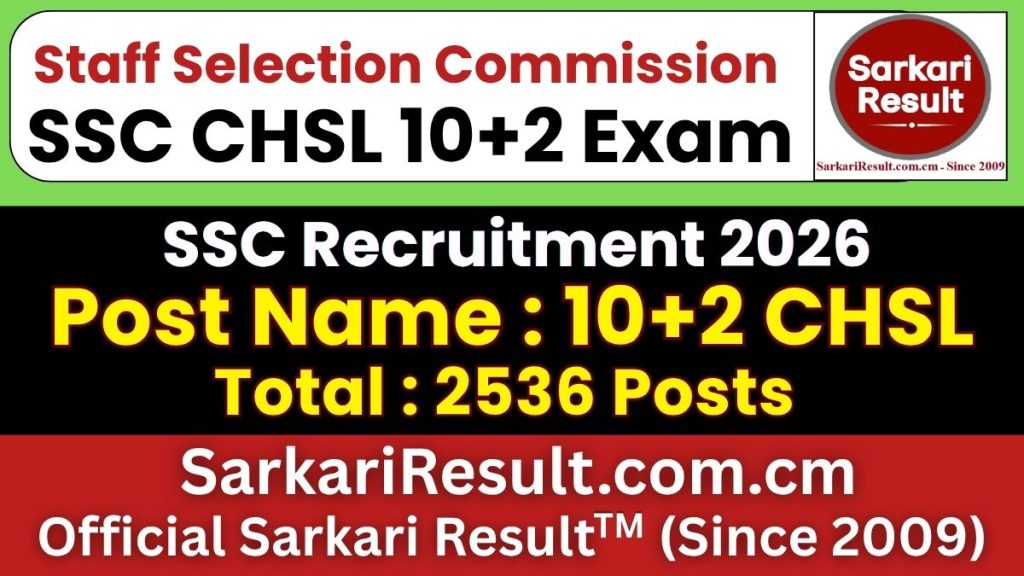 SSC CHSL 10+2 Recruitment 2026