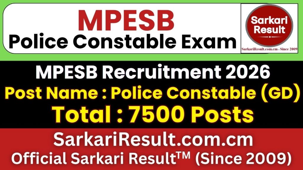 MPESB MP Police Constable Recruitment 2026
