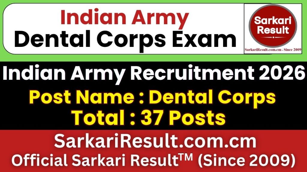 Indian Army Dental Corps Recruitment 2026