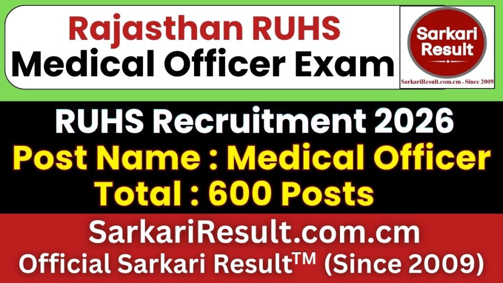 RUHS Medical Officer Recruitment 2026
