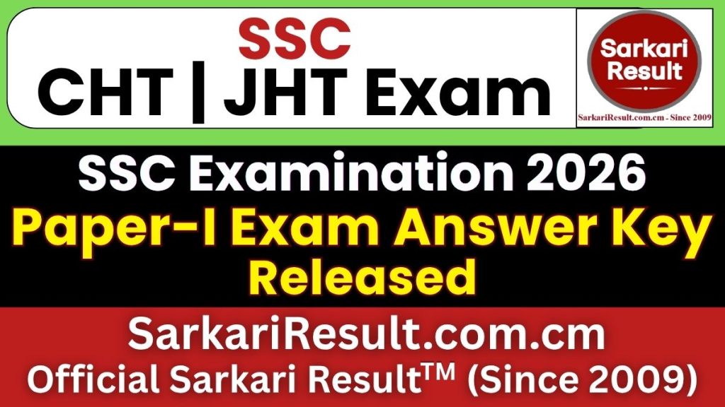 SSC Combined Hindi Translators JHT Answer Key 2026