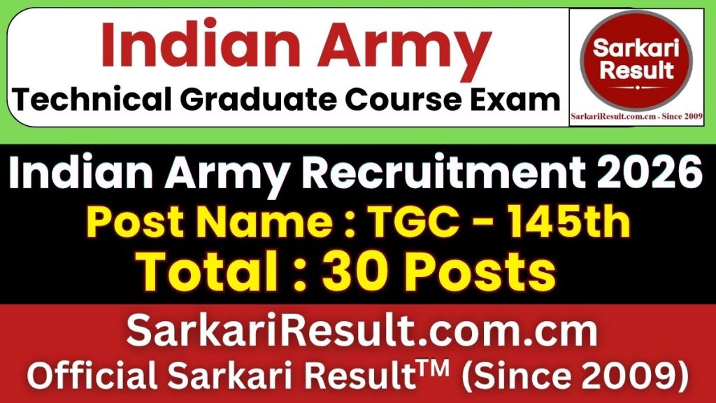 Indian Army TGC 145 Recruitment 2026