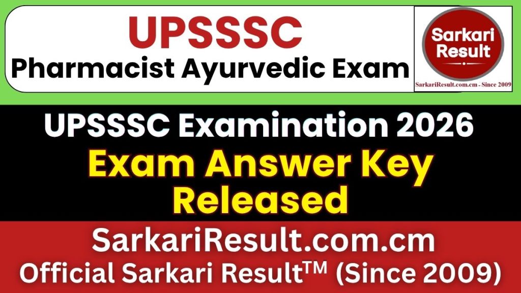 UPSSSC Pharmacist Ayurvedic Answer Key 2026