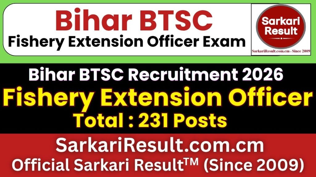 Bihar BTSC Fishery Extension Officer Recruitment 2026
