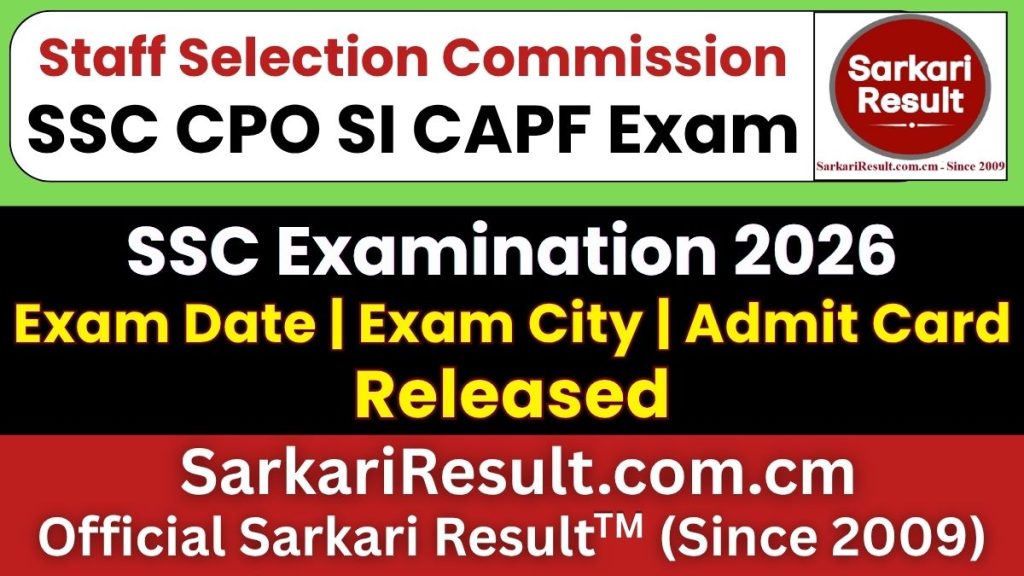 SSC CPO SI CAPF Exam Date 2026