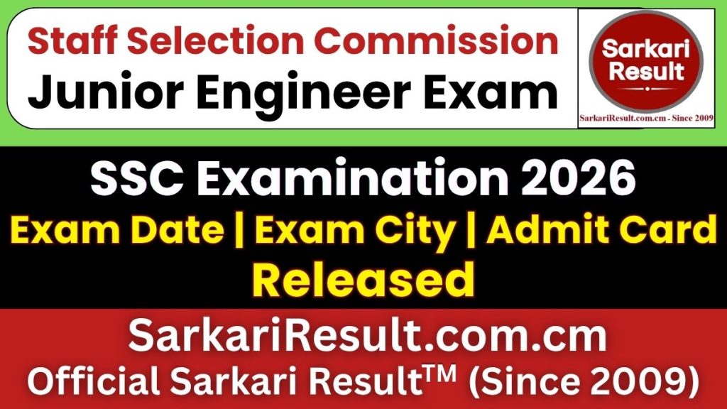 SSC Junior Engineer JE Exam Date 2026