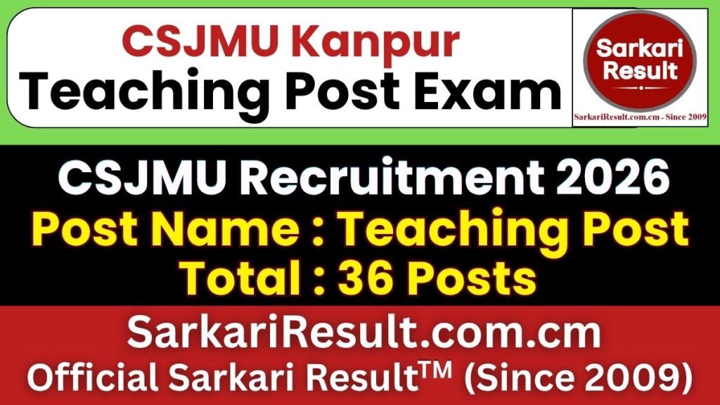 CSJMU Kanpur Teaching Post Recruitment 2026