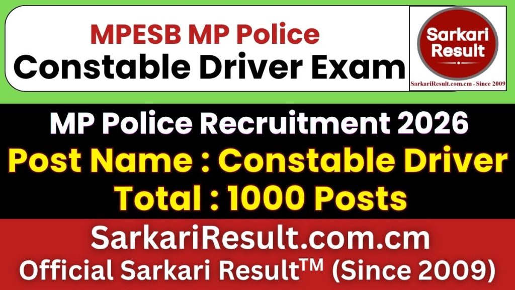 MPESB MP Police Constable Driver Recruitment 2026