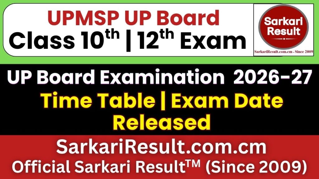 UP Board Class 10th & 12th Time Table 2027
