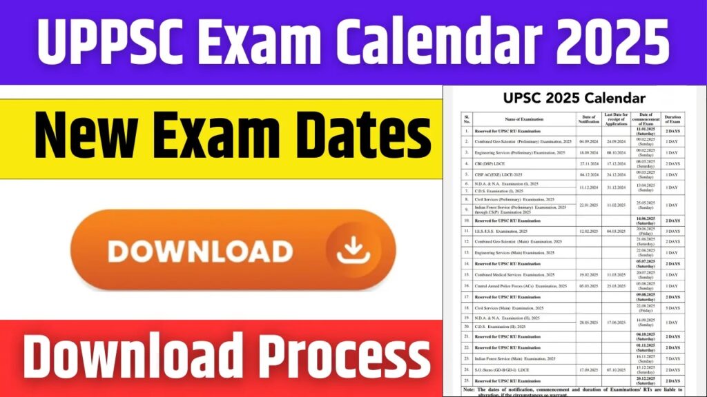 UPPSC Exam Calendar 2025