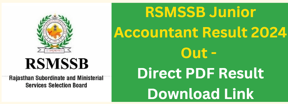 RSMSSB Junior Accountant 2023 Final Result