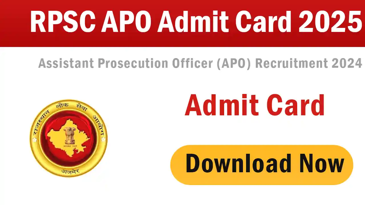 RPSC Assistant Prosecution Officer APO 2024 Admit Card