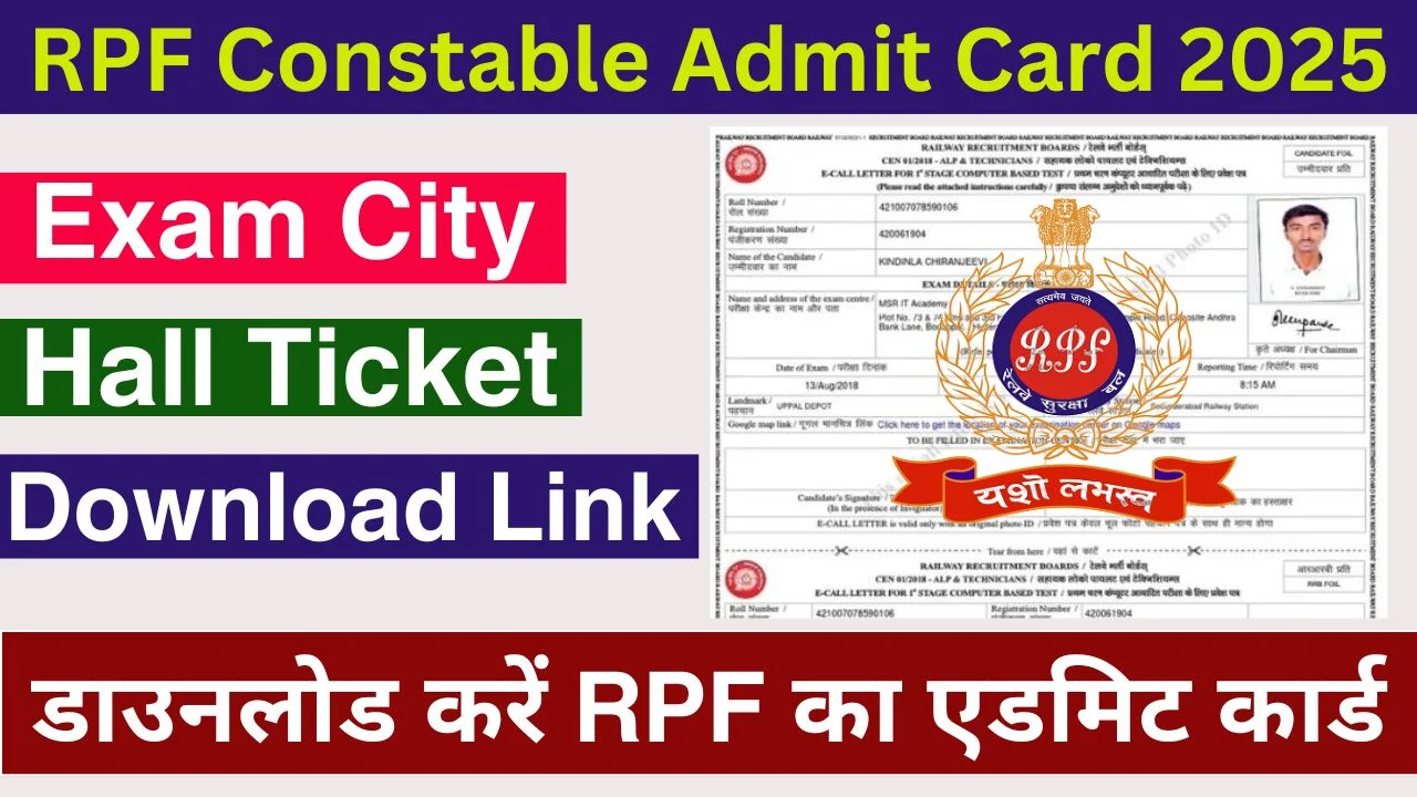 RPF Constable Admit Card 2025 Out Now