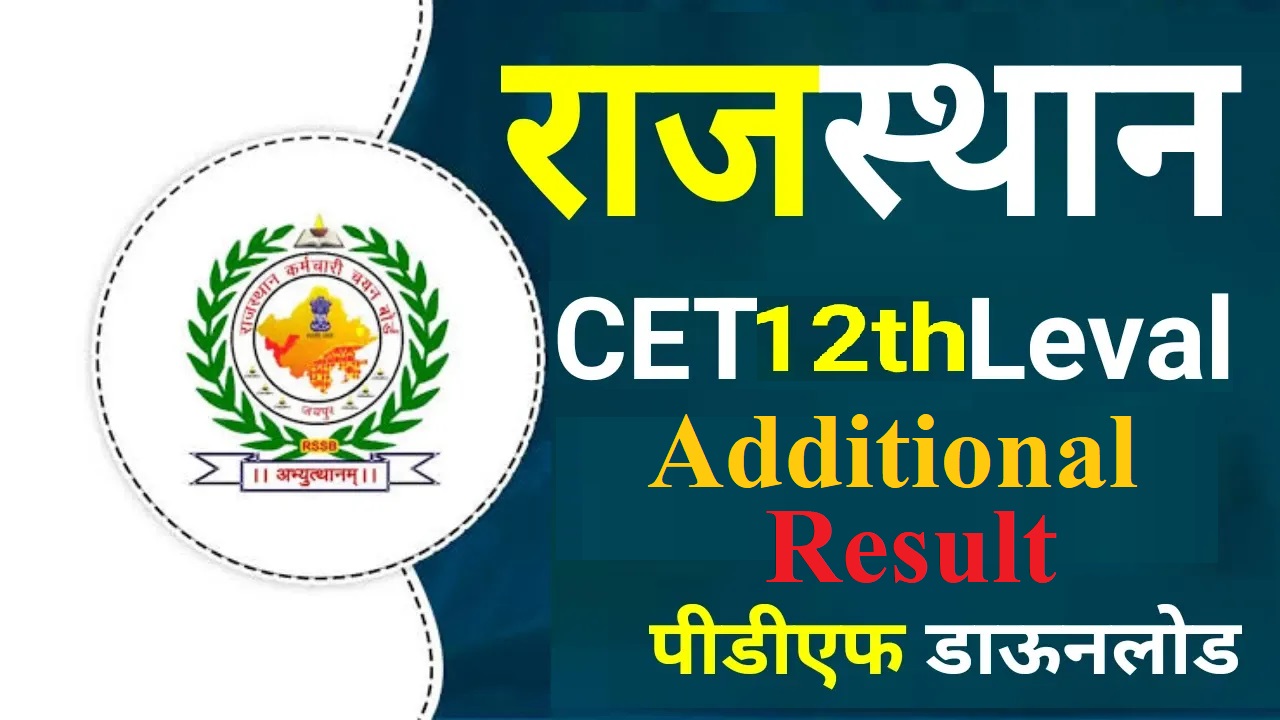 Rajasthan RSSB CET 12th Level 2024 Additional Result