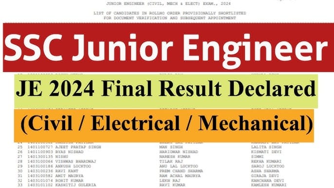 SSC Junior Engineer JE 2024 Final Result