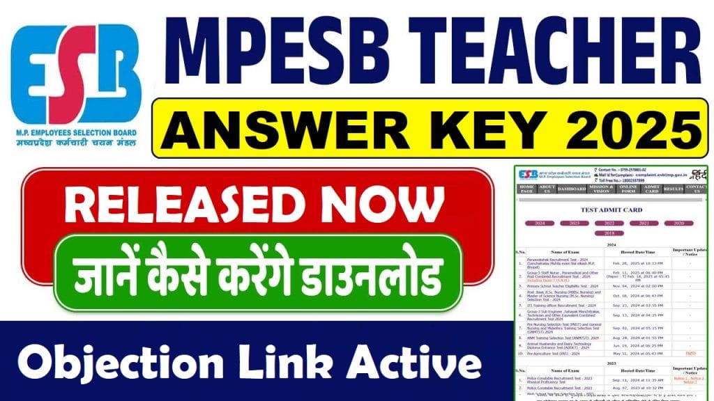 MPESB School Teacher Answer Key 2025