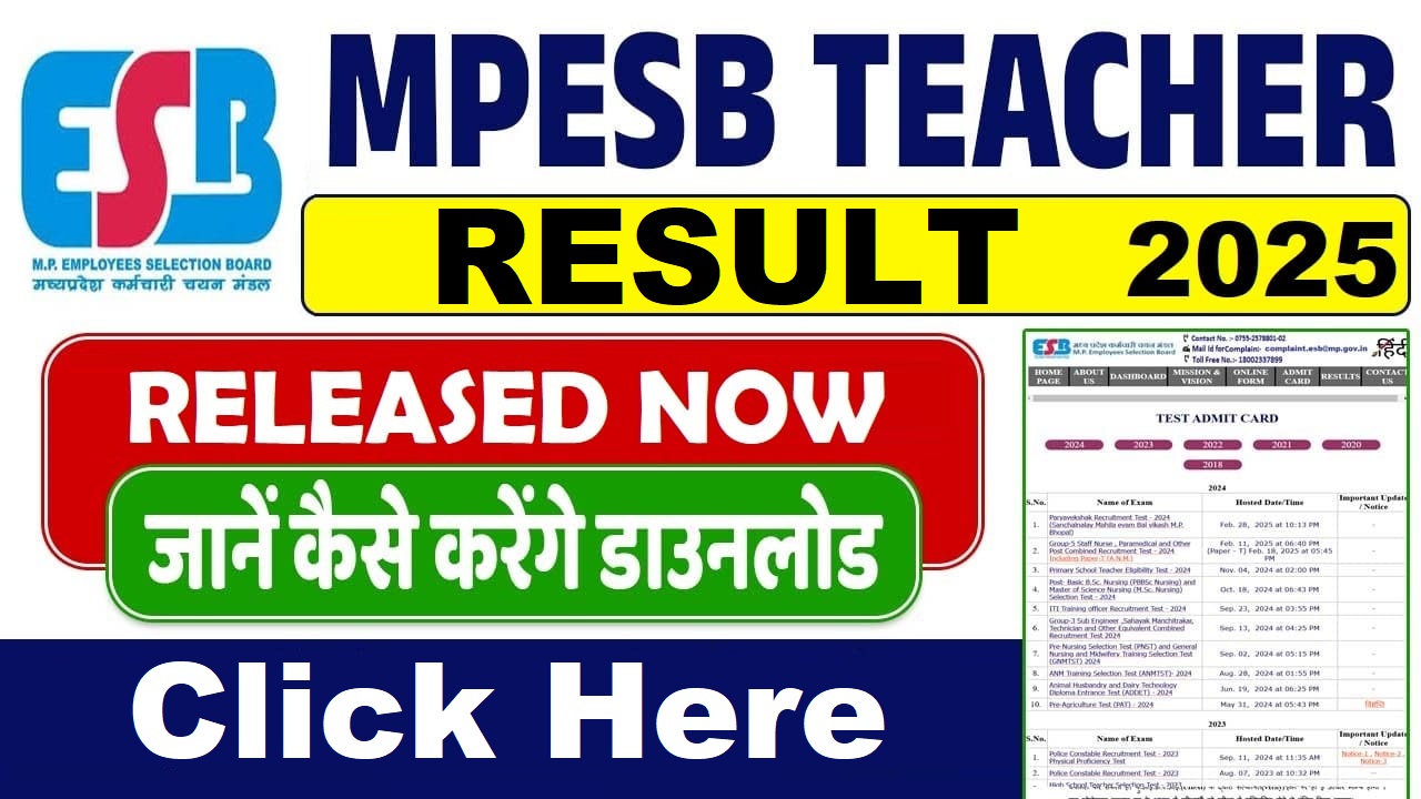 MP ESB Middle and Primary Teacher Result 2025