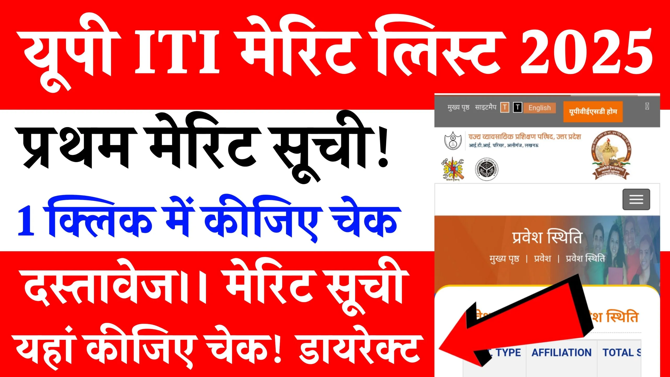 UP ITI 1st Merit List 2025