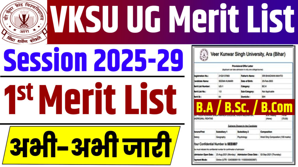 VKSU UG 1st Merit List / Cutoff 2025