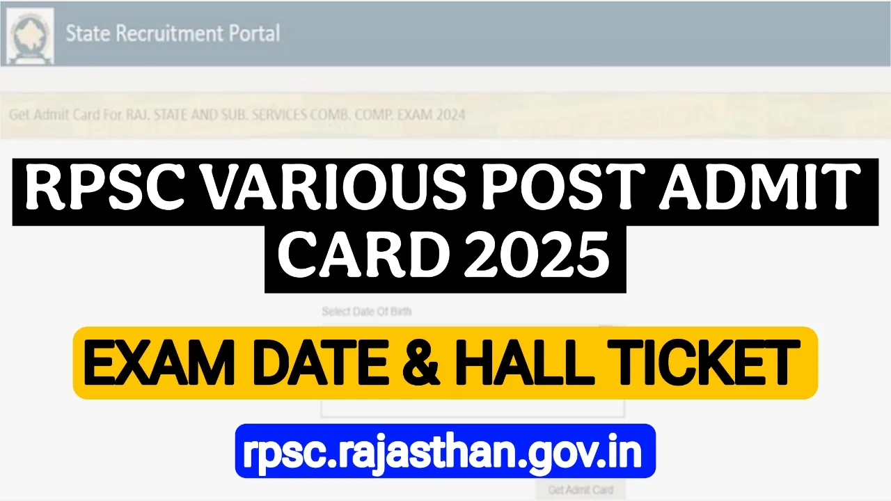 RPSC Various Post Exam Date 2025