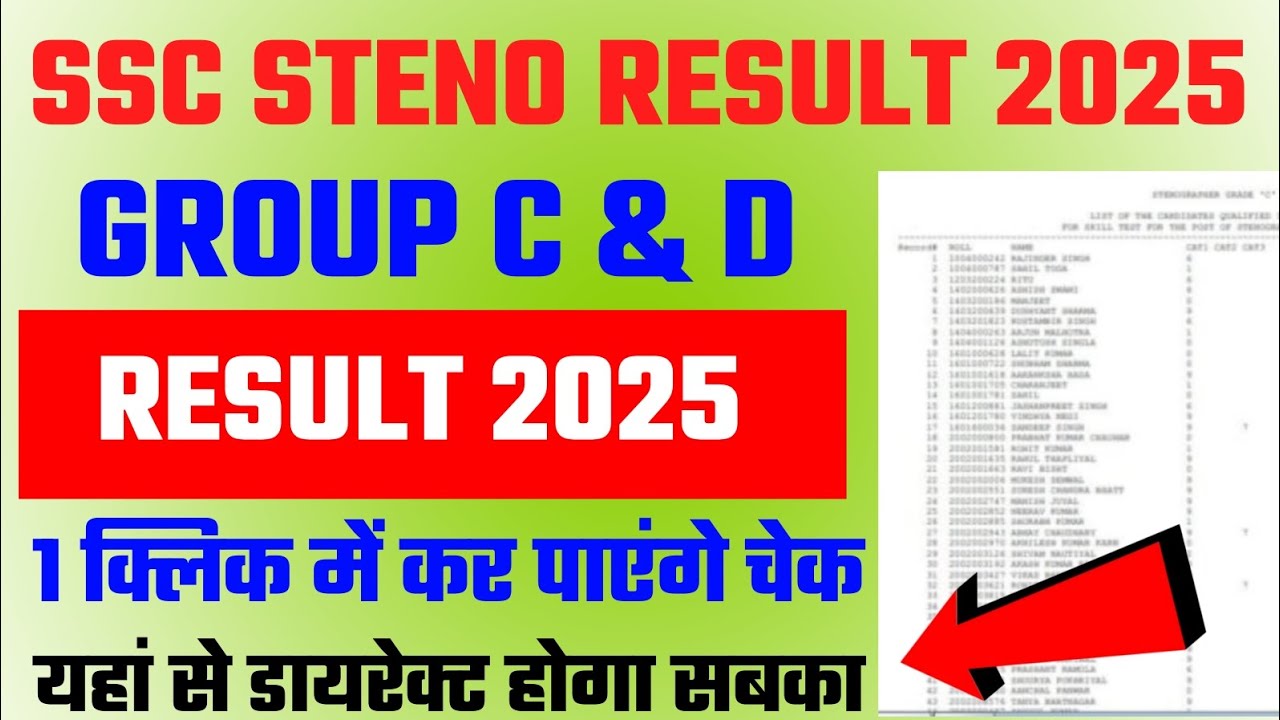 SSC Stenographer C, D Result 2025