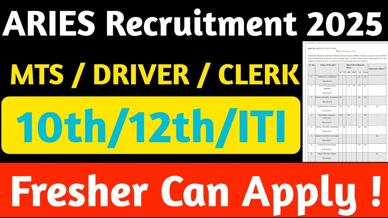 ARIES Various Posts Recruitment 2025