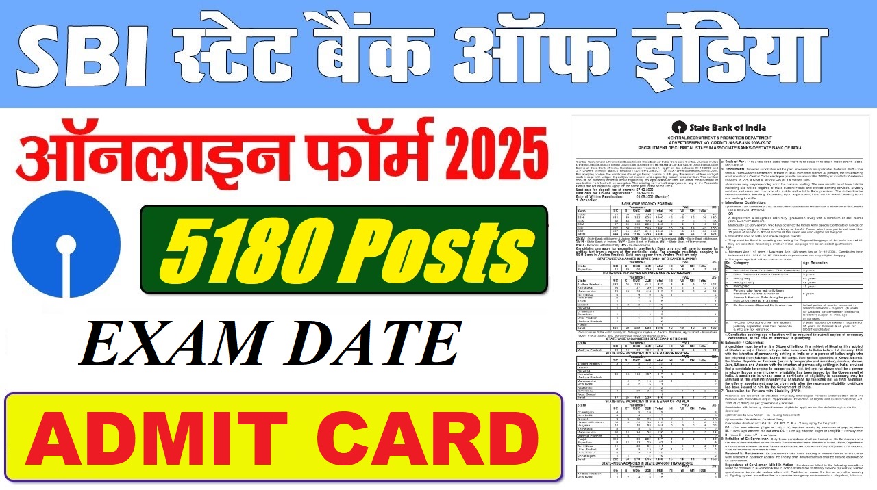 SBI Bank Clerk Pre Exam Date 2025