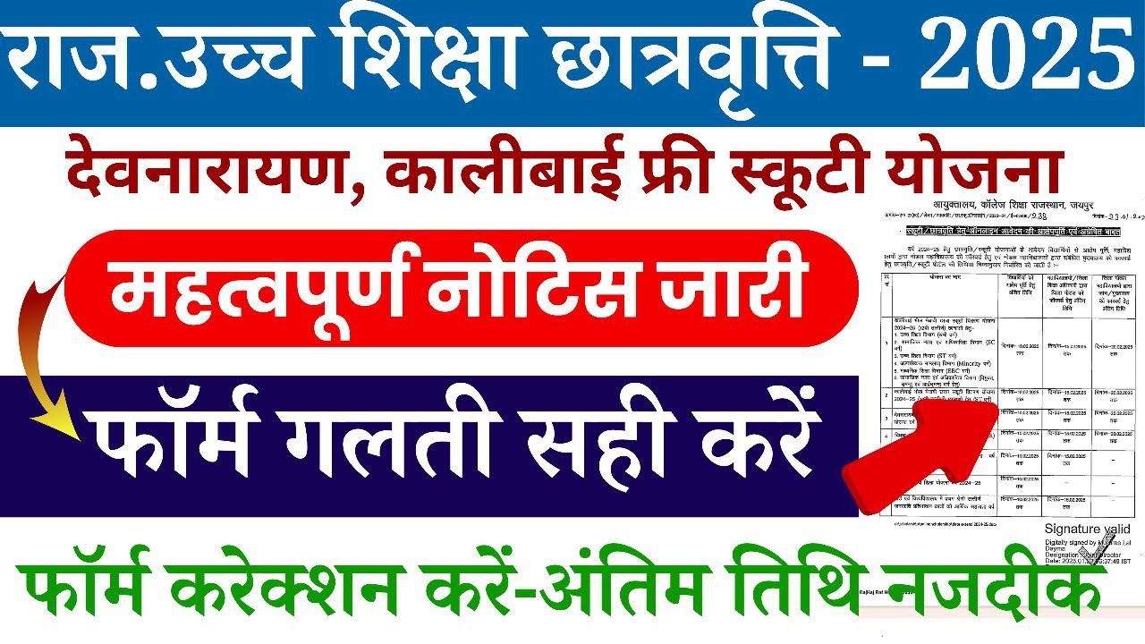 Rajasthan Scholarship & Scooty Yojana 2025-26