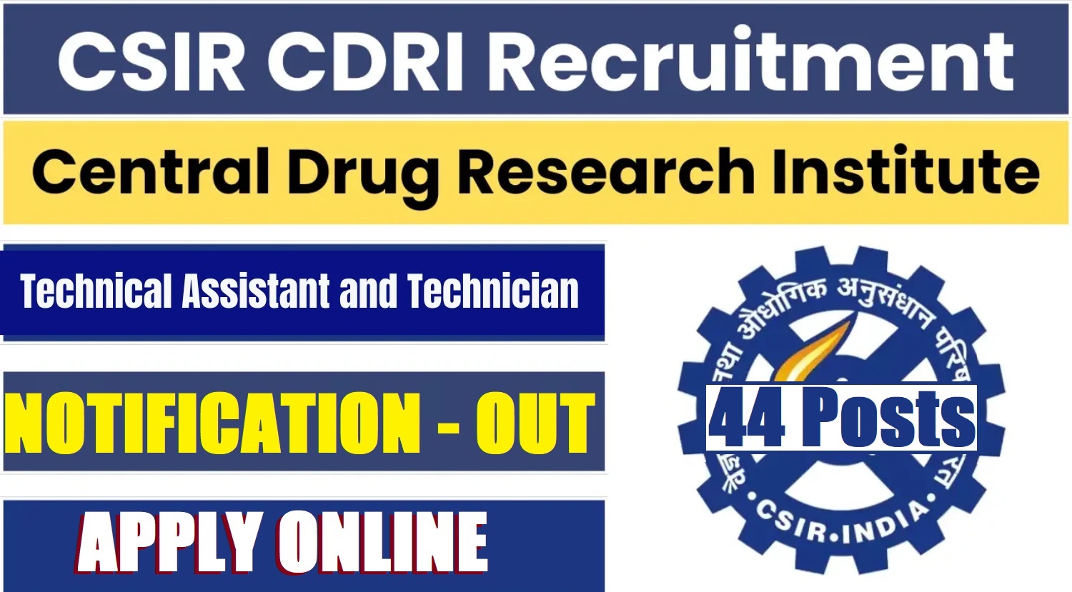 CSIR-CDRI Tech. Assistant and Technician Recruitment 2025