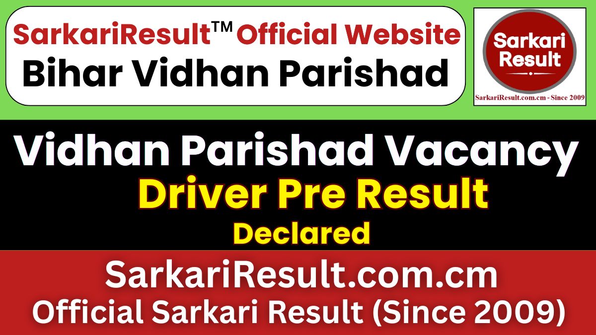 Bihar Vidhan Parishad Driver Pre Result 2026