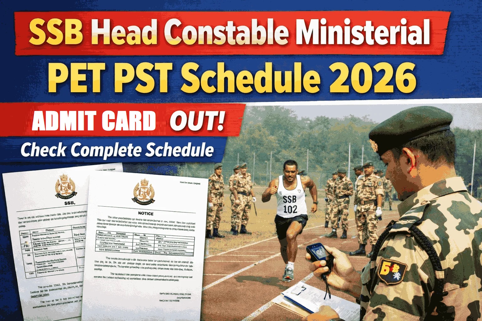 SSB HC (Ministerial) PET/PST Admit Card 2026