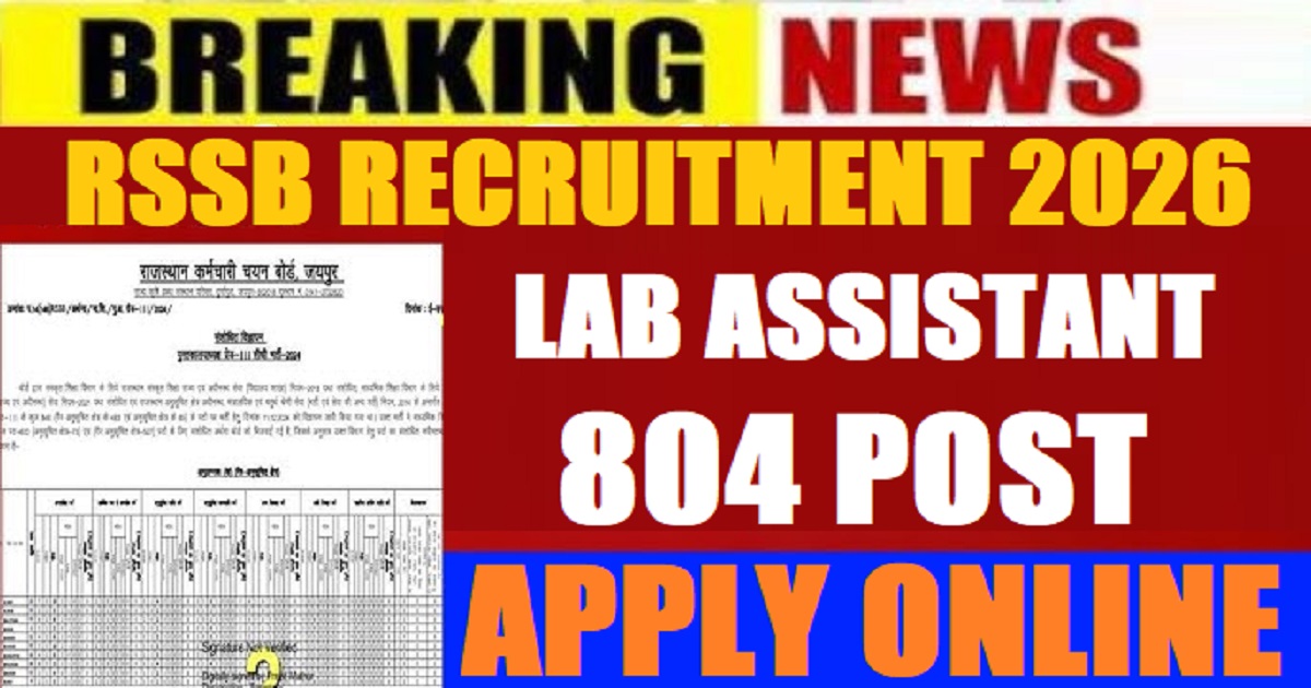RSSB Lab Assistant Recruitment 2026