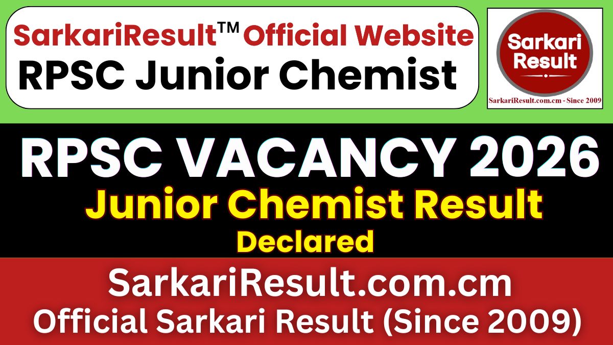 RPSC Junior Chemist Result 2026