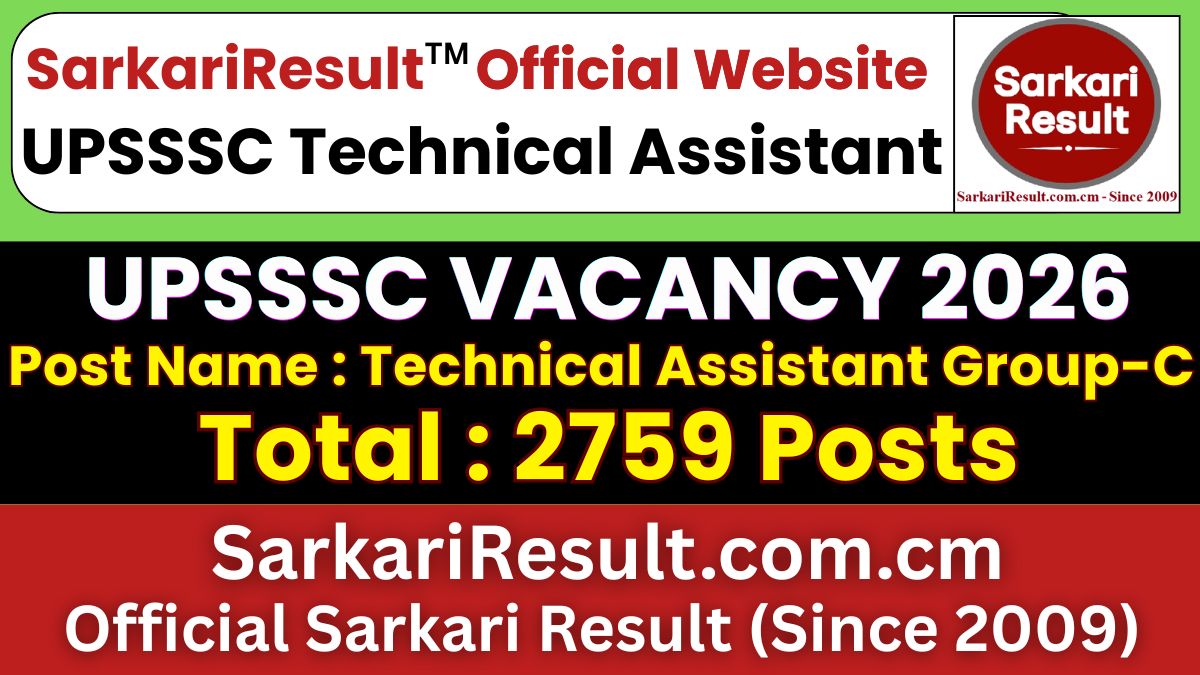 UPSSSC Agriculture Technical Assistant Group-C Recruitment 2026