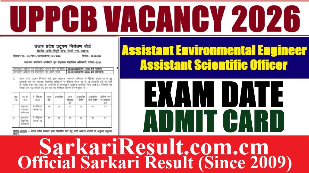 UPPCB AEE & ASO Admit Card 2026