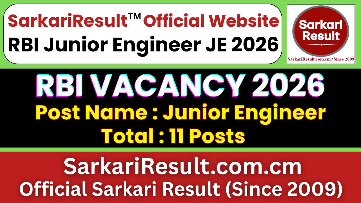RBI Junior Engineer JE Recruitment 2026