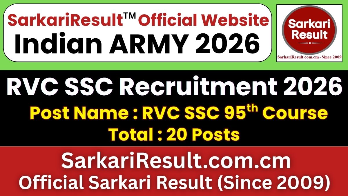 Indian Army SSC / RVC Graduate Recruitment 2026