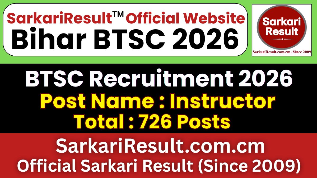 Bihar BTSC Instructor Recruitment 2026