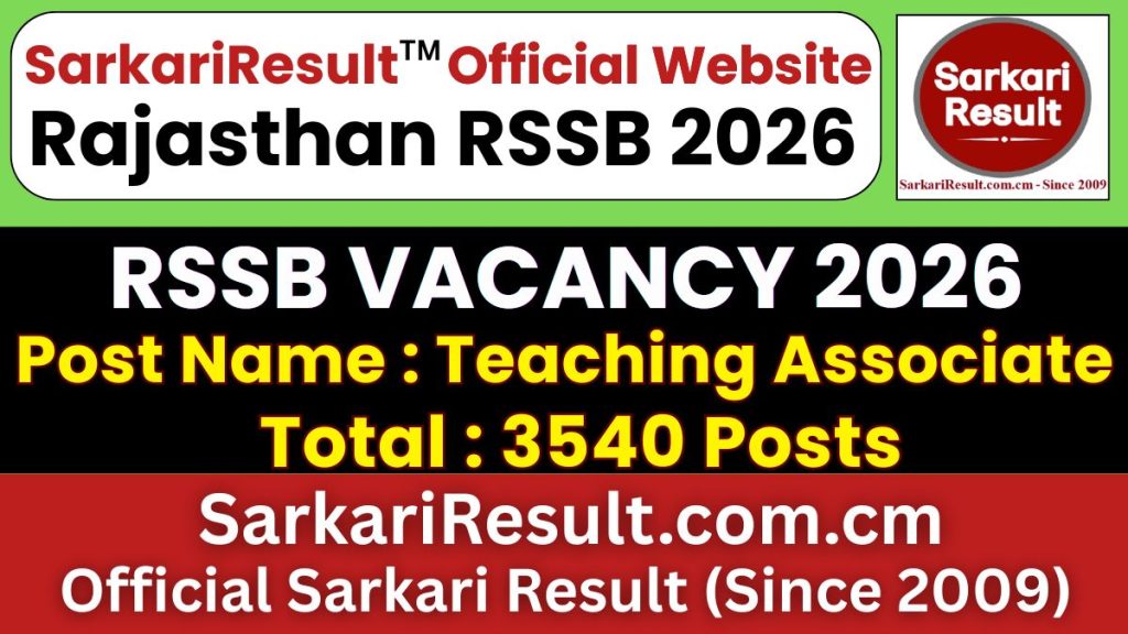 राजस्थान आरएसएसबी टीचिंग एसोसिएट भर्ती 2026
