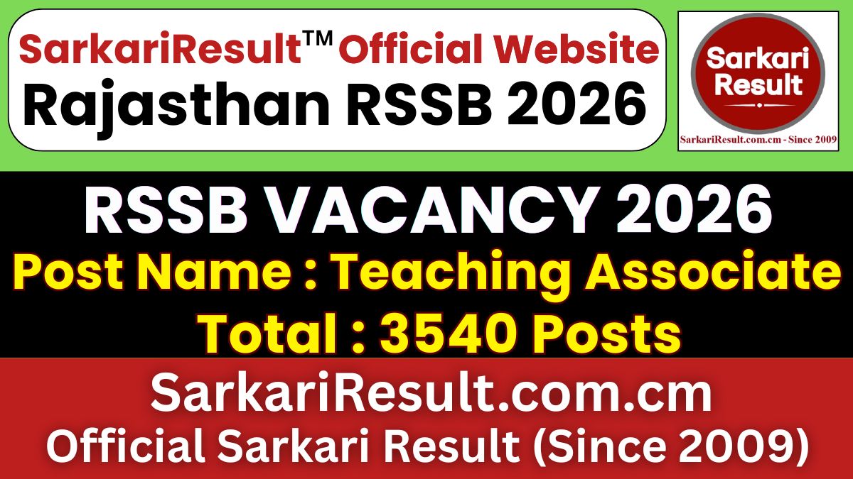 Rajasthan RSSB Teaching Associate Recruitment 2026