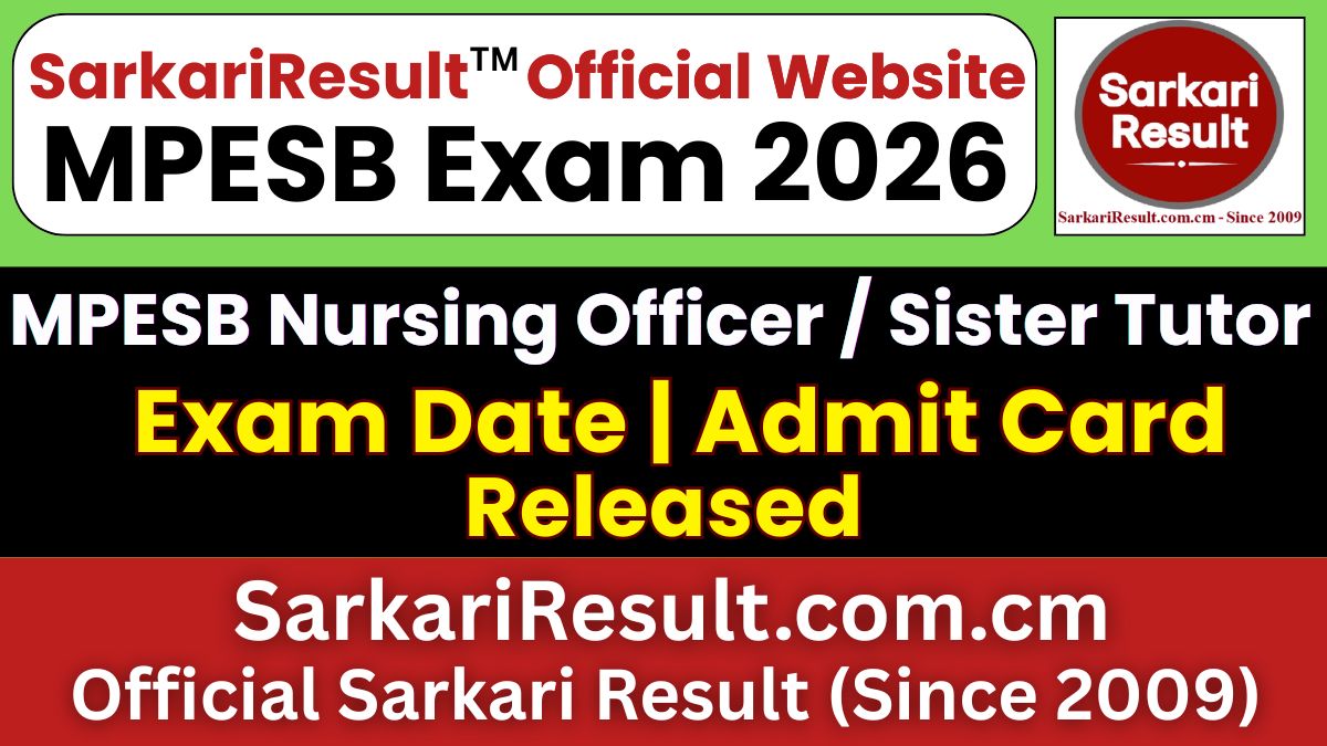 MPESB Nursing Officer / Sister Tutor Admit Card 2026