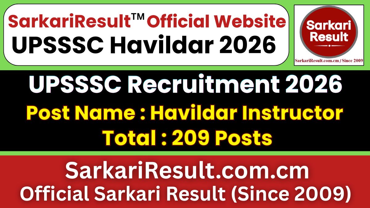 UPSSSC Havildar Instructor Recruitment 2026