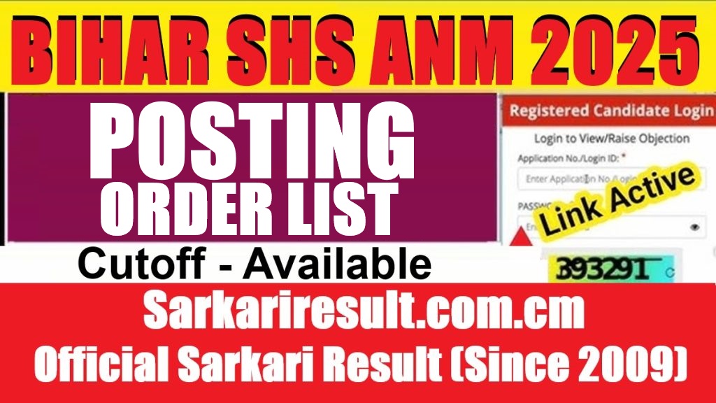 Bihar SHS ANM Posting Order List 2026