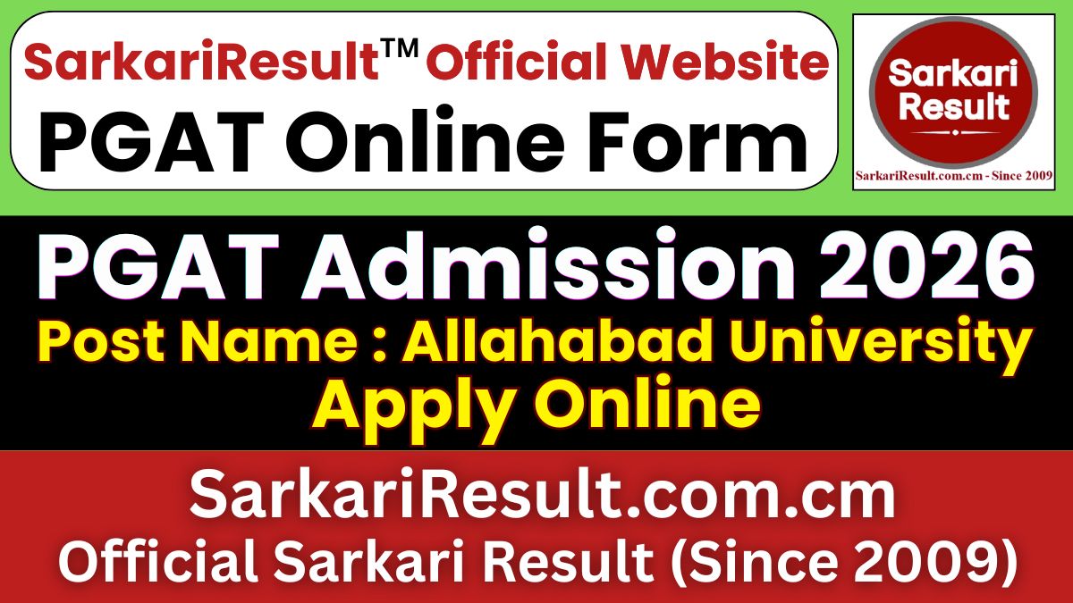 Allahabad University PGAT Online Form 2026