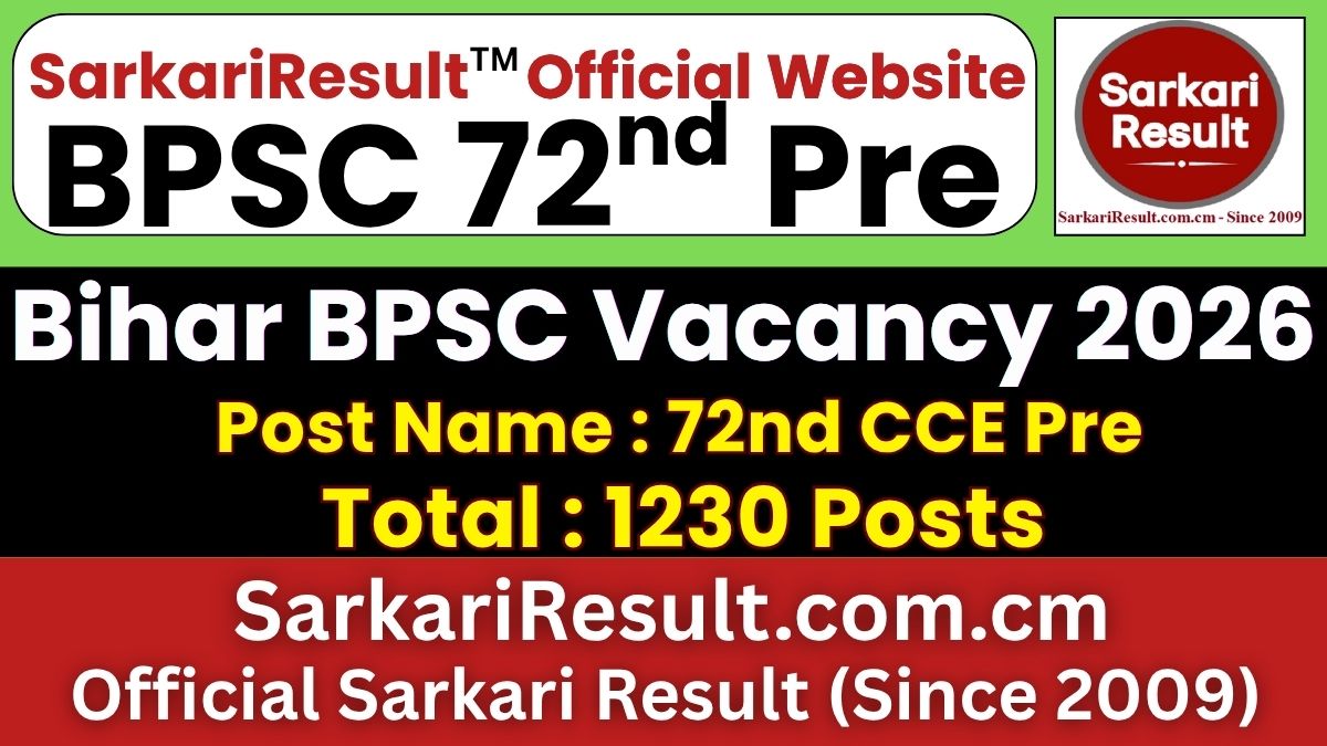 BPSC 72nd Pre Recruitment 2026
