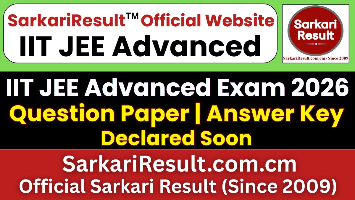 IIT JEE Advanced Question Paper 2026