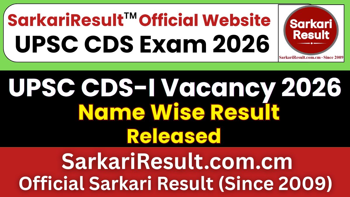 UPSC CDS-I Name Wise Result 2026